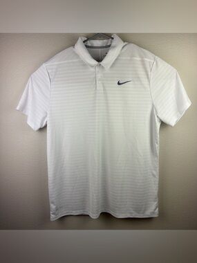 Nike Polo Shirt Striped Dri Fit Golf White Men’s Extra Large